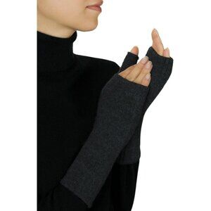 Women's Charcoal Half Finger Fingerless Knitted Winter Warmers Mittens Gloves